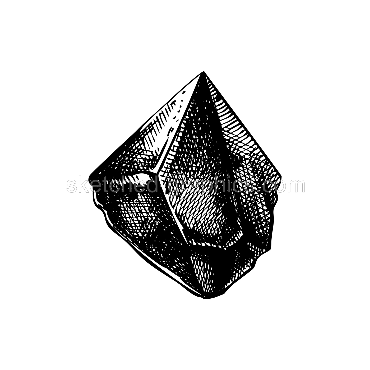 Black tourmaline sketch. Witchcraft vector illustration. Vintage Halloween design element. Hand-drawn alchemy, apothecary, esoteric symbols. NOT AI generated Illustration